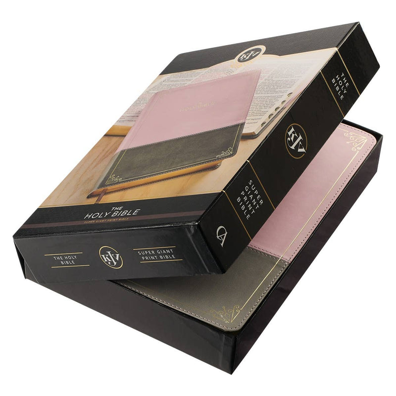 KJV Bible Super Giant Print Faux Leather, Pink/Gray