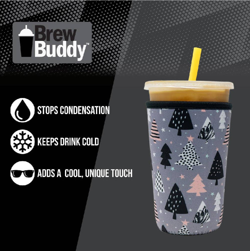 Insulated Iced Coffee & Drink Sleeve - Greyscale Trees