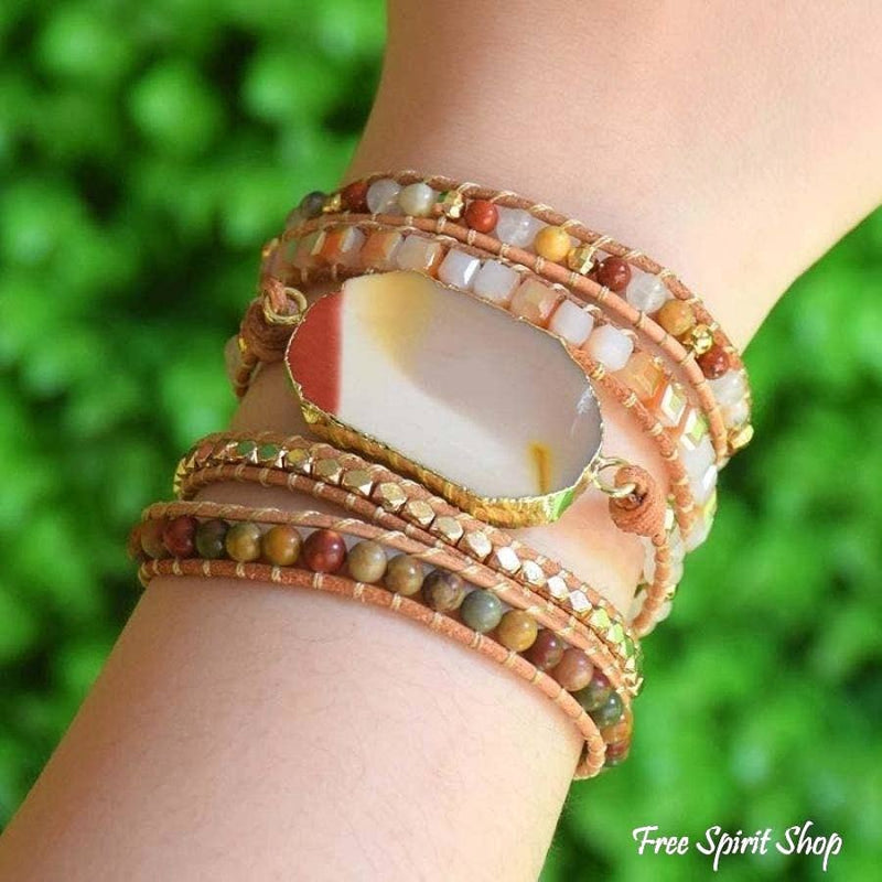 Bloodstone & Red Jasper Wrap Bracelet