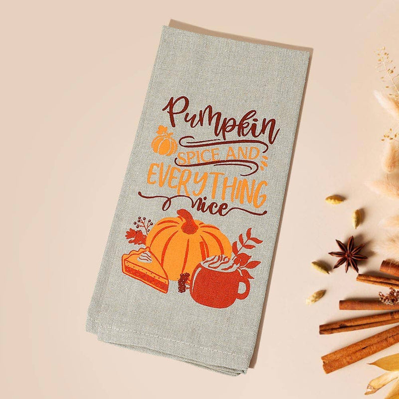 PUMPKIN SPICE AND EVERYTHING Message Printed Kitchen Towel