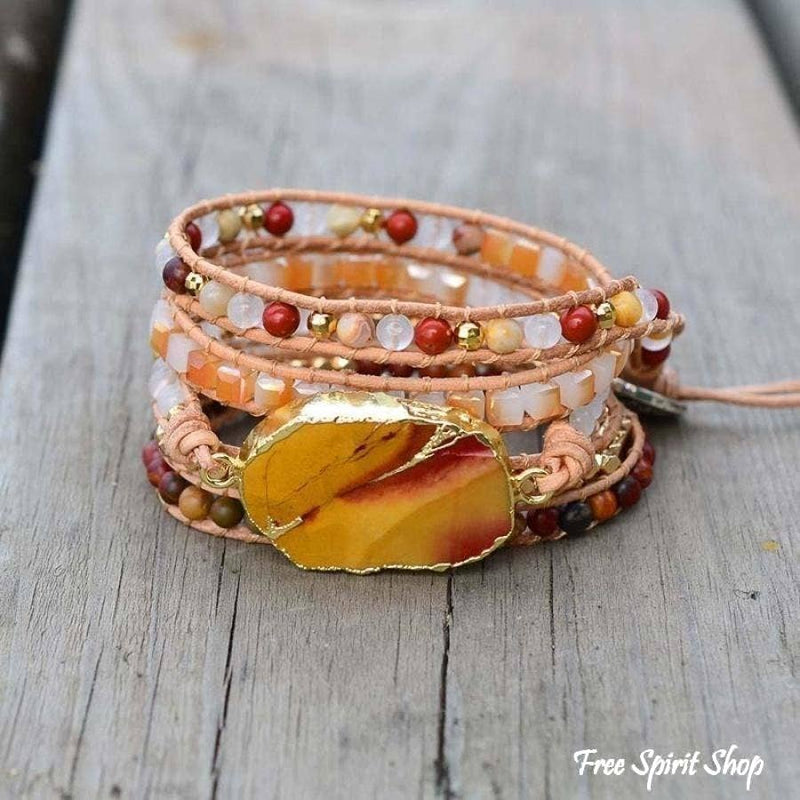 Bloodstone & Red Jasper Wrap Bracelet