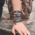 Natural Blue Apatite Gemstone Wrap Bracelet
