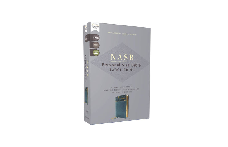 NASB Personal Size Bible Large Print Leathersoft Teal Red Le