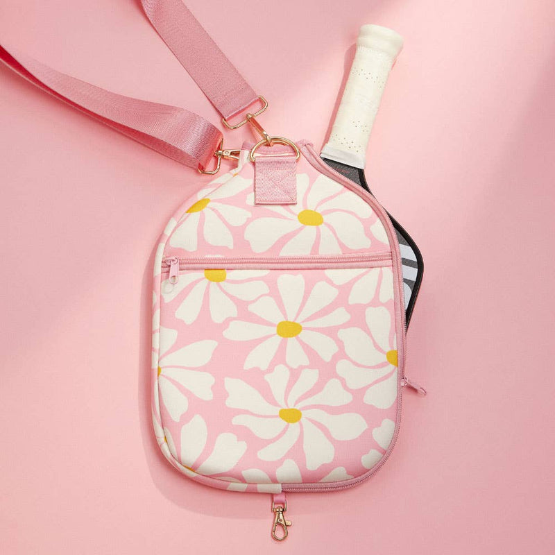 Daisy Flower Pattern Neoprene Pickleball Paddle Case Bag