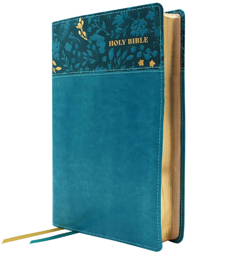 NASB Personal Size Bible Large Print Leathersoft Teal Red Le