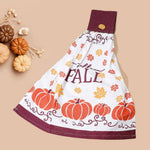 HELLO FALL Message Pumpkin Foliage Hanging Kitchen Towel