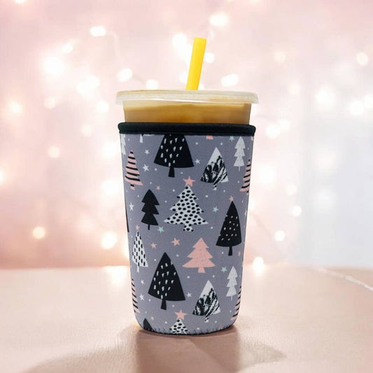 Insulated Iced Coffee & Drink Sleeve - Greyscale Trees