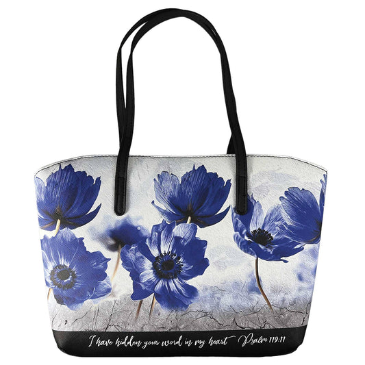 White Dove Bible Case Psalm 119:11 Floral Wedge Black XL