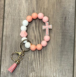 He is Risen Floral Cross Wristlet Keychain