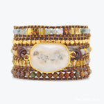 Natural Agate Moonlight & Jasper Boho Beaded Wrap Bracelet