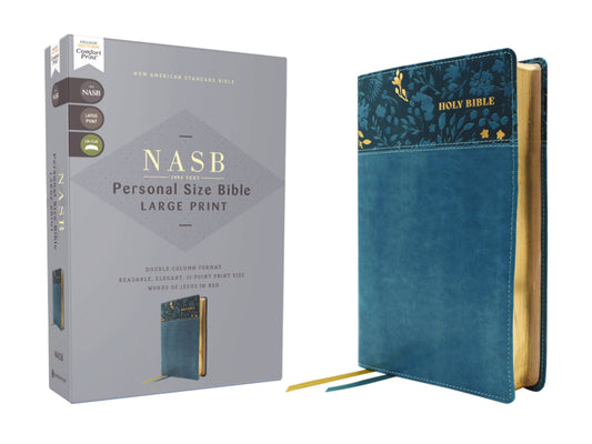 NASB Personal Size Bible Large Print Leathersoft Teal Red Le