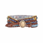 Natural Blue Apatite Gemstone Wrap Bracelet