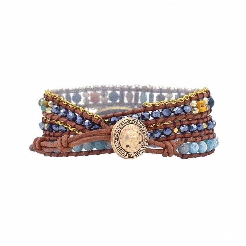Natural Blue Apatite Gemstone Wrap Bracelet
