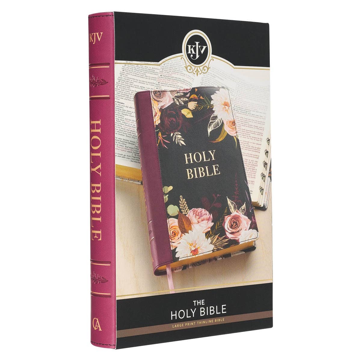 Black & Burgundy Faux Leather Large Print  KJV Bible w/tabs