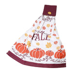 HELLO FALL Message Pumpkin Foliage Hanging Kitchen Towel