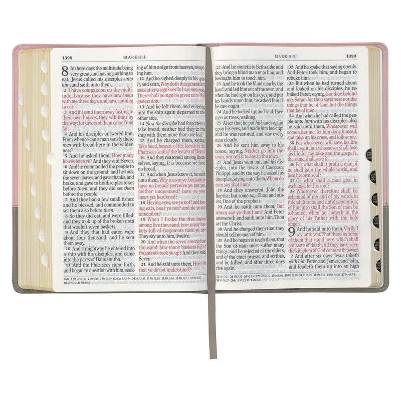 KJV Bible Super Giant Print Faux Leather, Pink/Gray