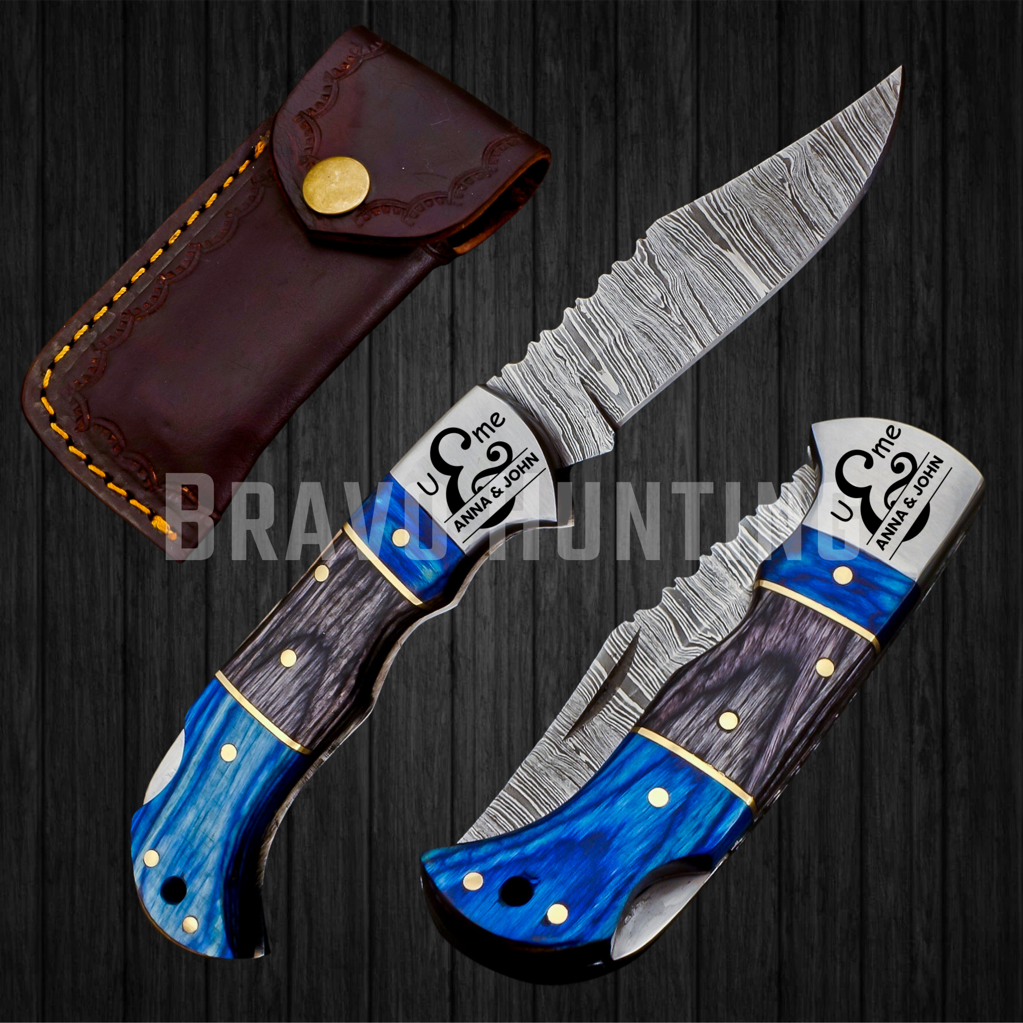 6.5" Folding Pocket Knife Damascus Steel Christmas Gift