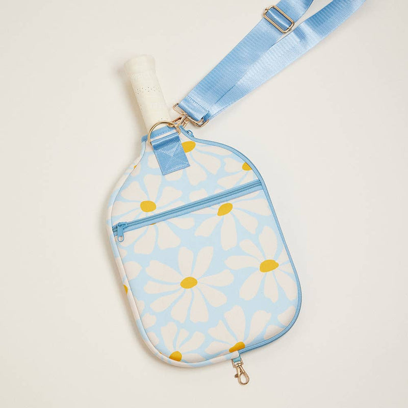 Daisy Flower Pattern Neoprene Pickleball Paddle Case Bag