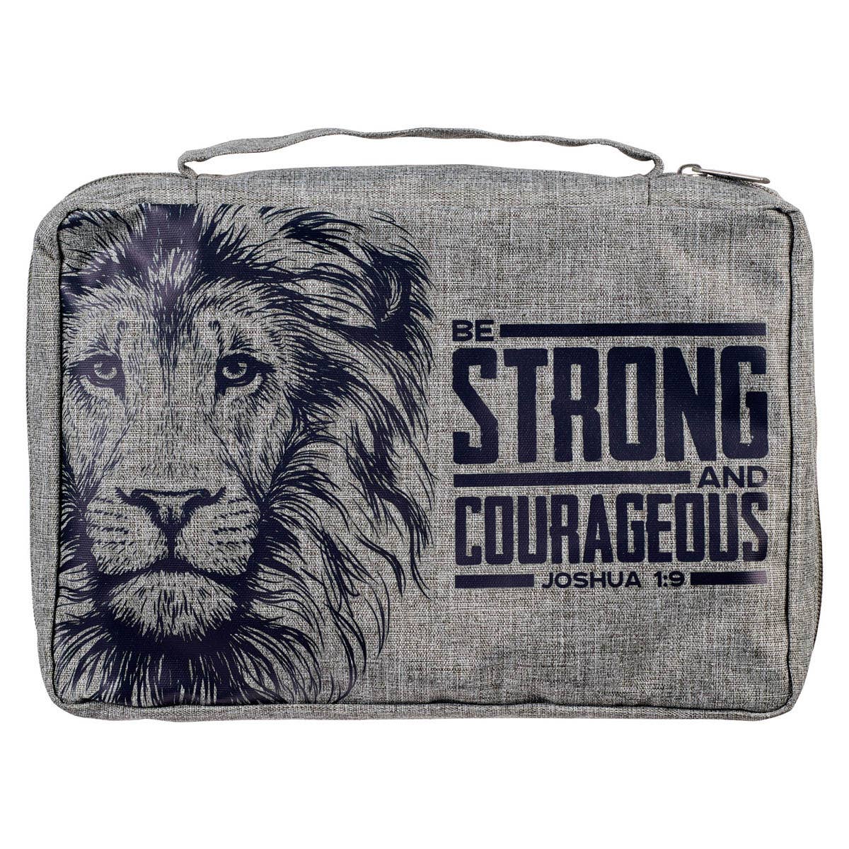 Bible Cover Value Gray Strong & Courageous Jsh. 1:9