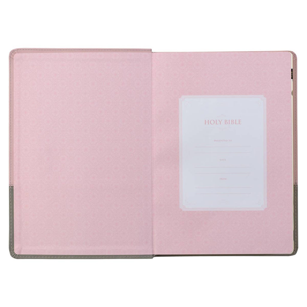 KJV Bible Super Giant Print Faux Leather, Pink/Gray