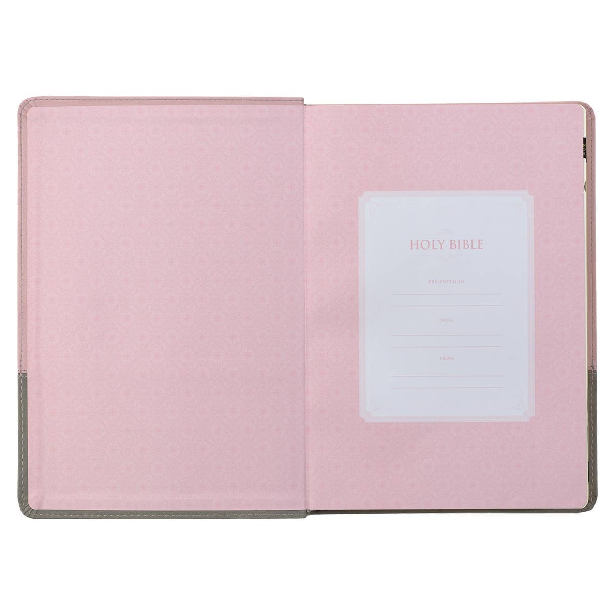 KJV Bible Super Giant Print Faux Leather, Pink/Gray