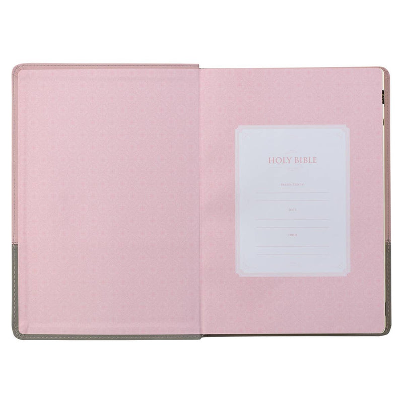 KJV Bible Super Giant Print Faux Leather, Pink/Gray