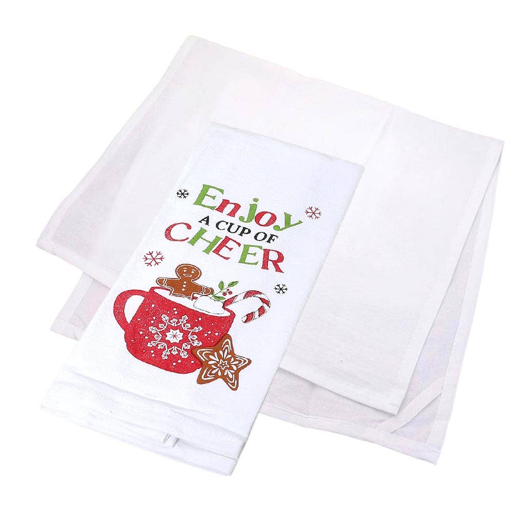 ENJOY A CUP OF CHEER Hot Cocoa Holiday Kitchen Towel