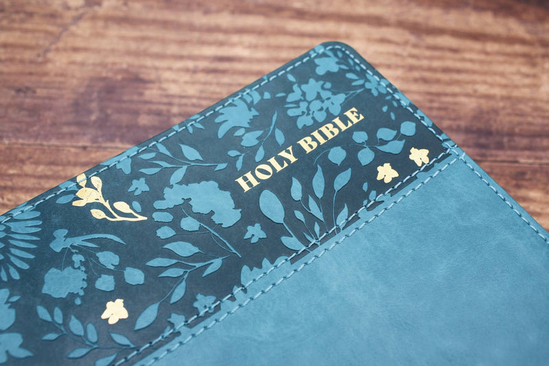 NASB Personal Size Bible Large Print Leathersoft Teal Red Le