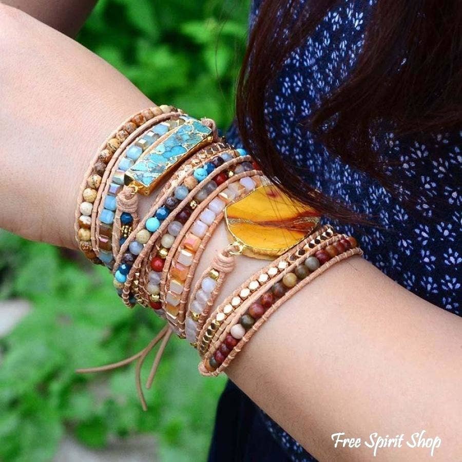 Bloodstone & Red Jasper Wrap Bracelet