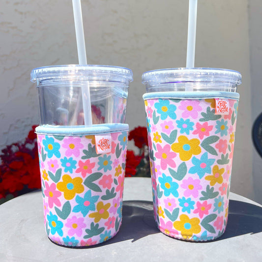 Coffee Cup Cover - Sage Bloom - Iced Drink Sleeve