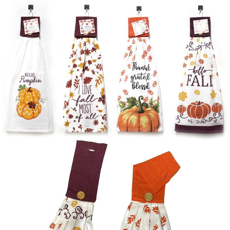THANKFUL GRATEFUL BLESSED Pumpkin Hanging Kitchen Towel