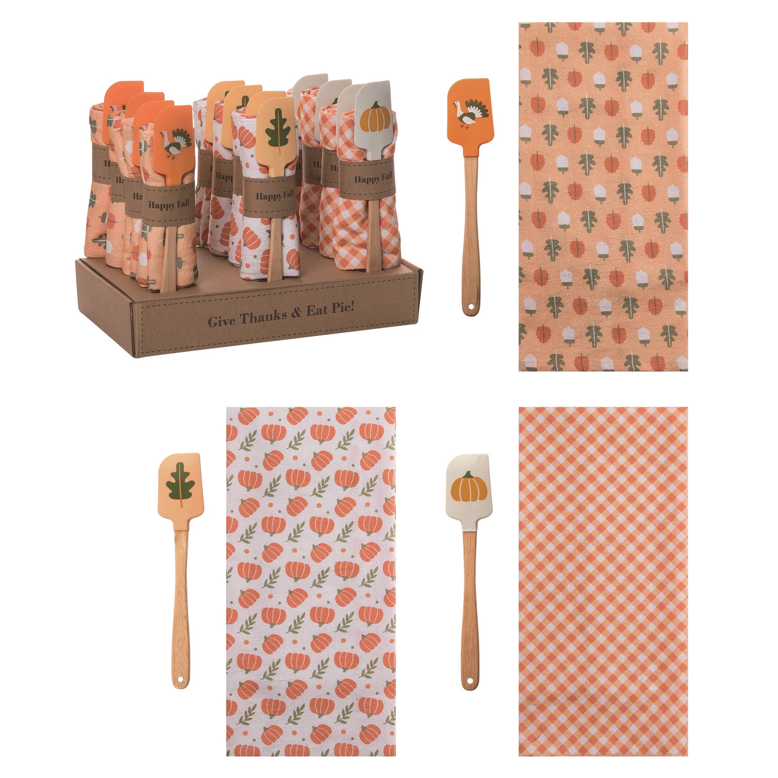 CLOSEOUT Silicone Harvest Spatula/Tea Towel Gift Fall Décor