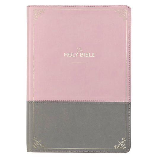 KJV Bible Super Giant Print Faux Leather, Pink/Gray