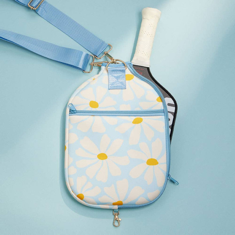 Daisy Flower Pattern Neoprene Pickleball Paddle Case Bag