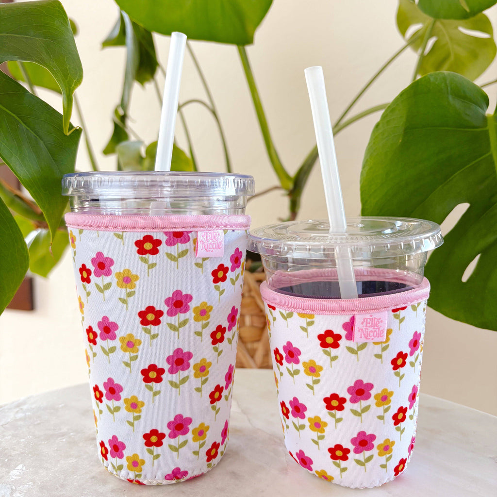 Coffee Cup Cover - Mod Floral - Iced Drink Sleeve