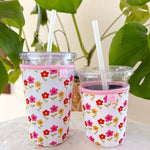 Coffee Cup Cover - Mod Floral - Iced Drink Sleeve