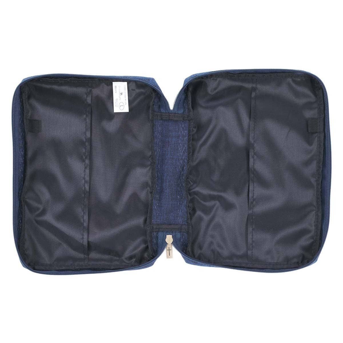 Bible Cover Value Navy/Floral Printed Let Love 1 Cor. 16:14