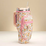 Flower Pattern Tumbler Carrier Holder Bag