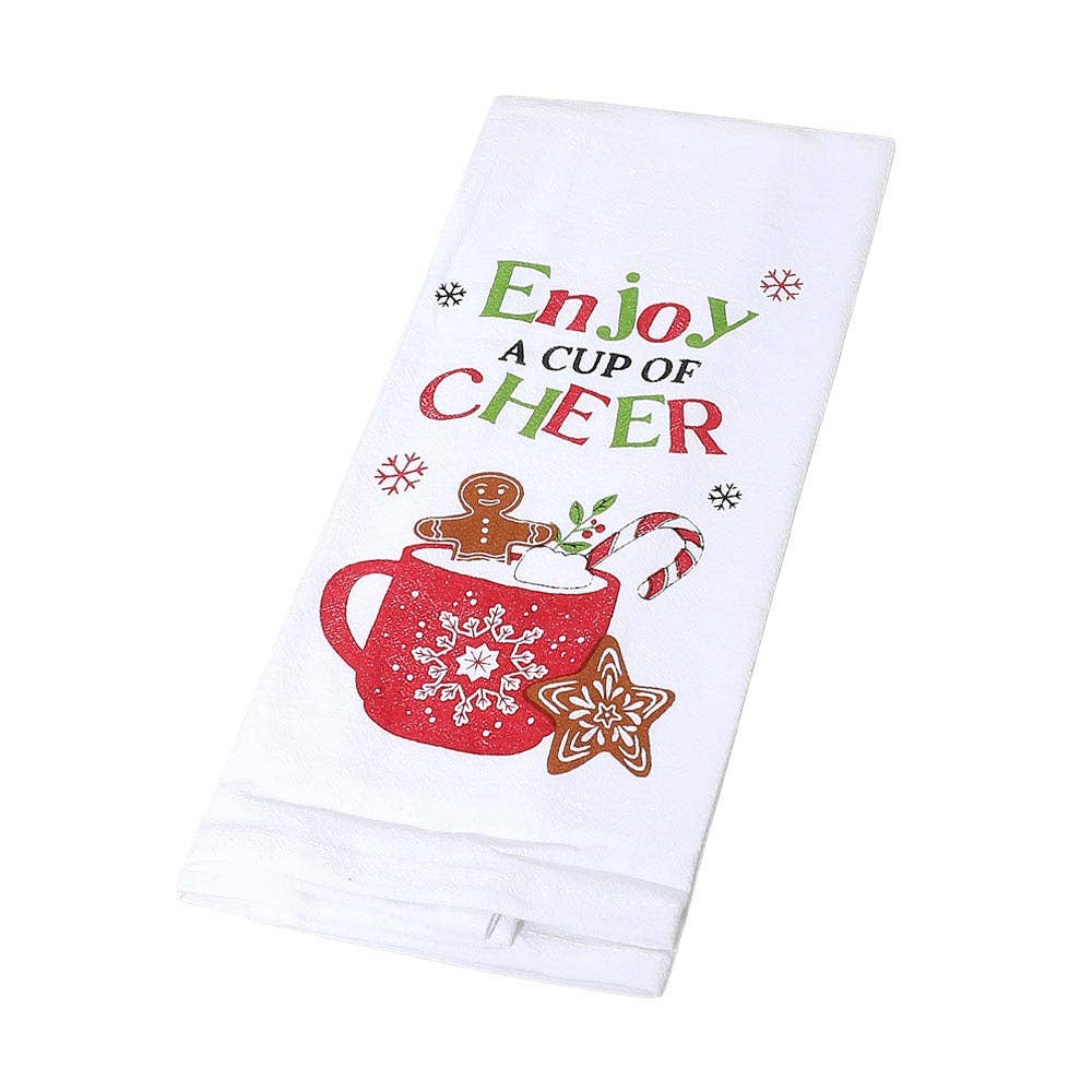 ENJOY A CUP OF CHEER Hot Cocoa Holiday Kitchen Towel