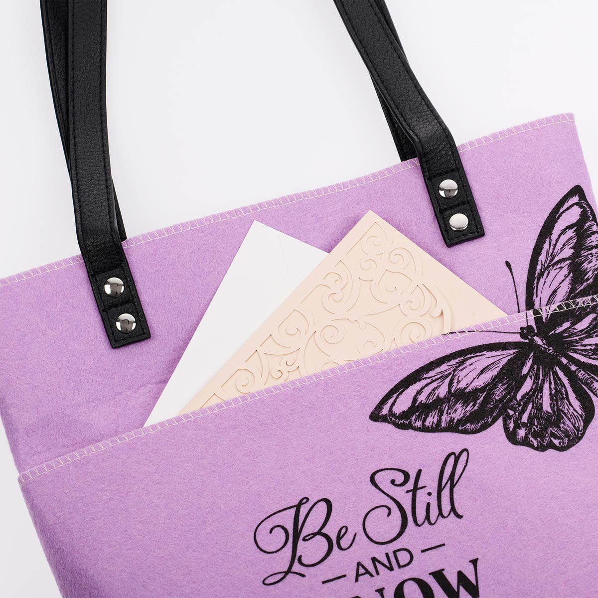 Bible Tote Purple/Black Be Still & Know Ps. 46:10