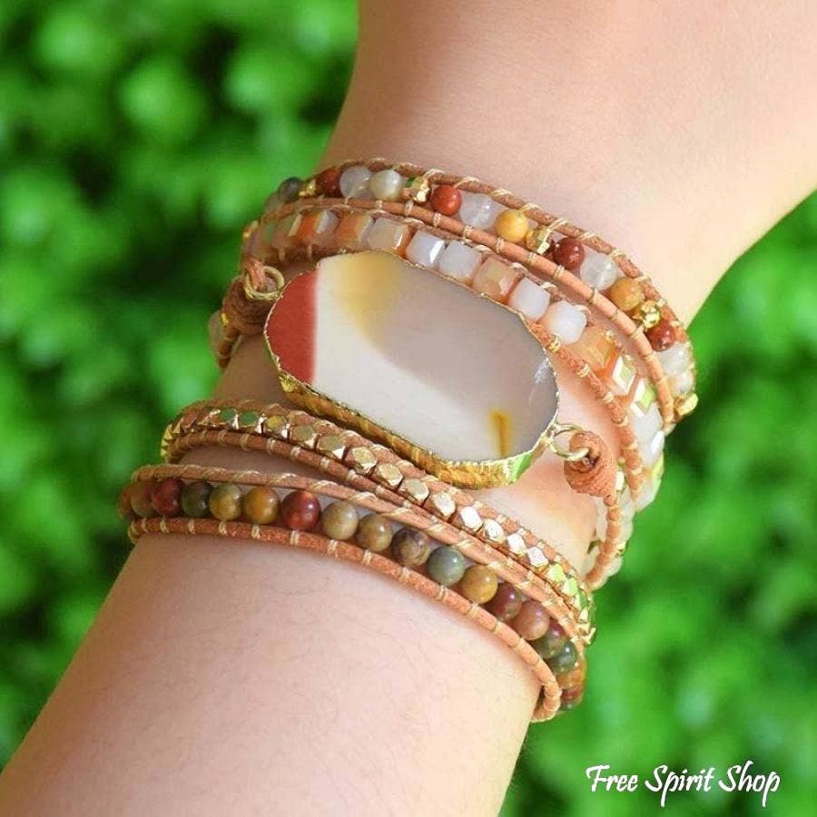 Bloodstone & Red Jasper Wrap Bracelet