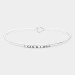 I can & I will Brass Thin Metal Hook Bracelet