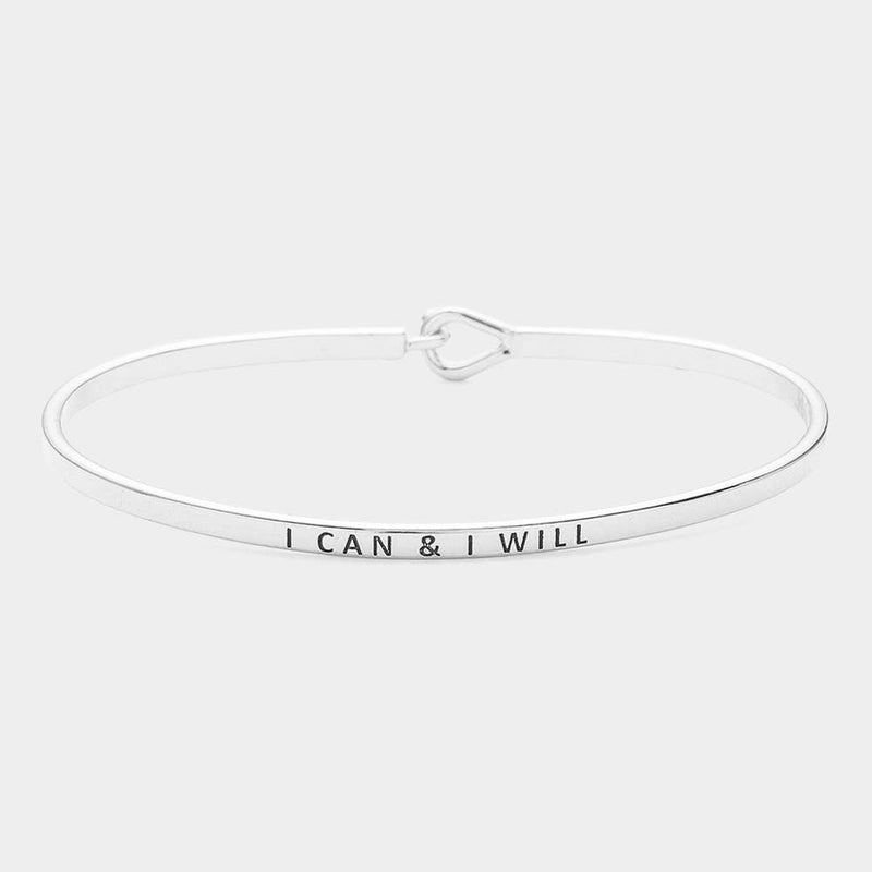 I can & I will Brass Thin Metal Hook Bracelet