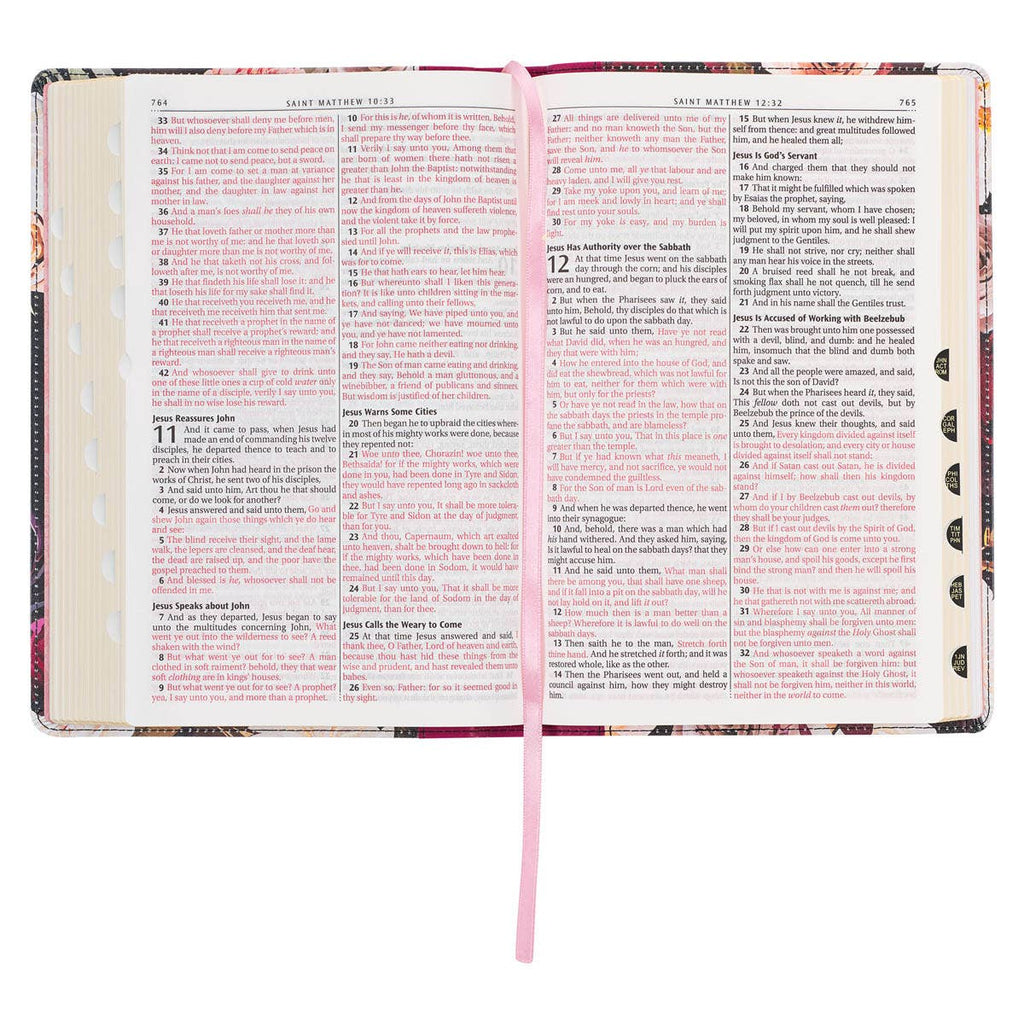 Black & Burgundy Faux Leather Large Print  KJV Bible w/tabs