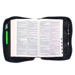 Bible Cover Value Navy/Floral Printed Let Love 1 Cor. 16:14