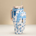 Flower Pattern Tumbler Carrier Holder Bag