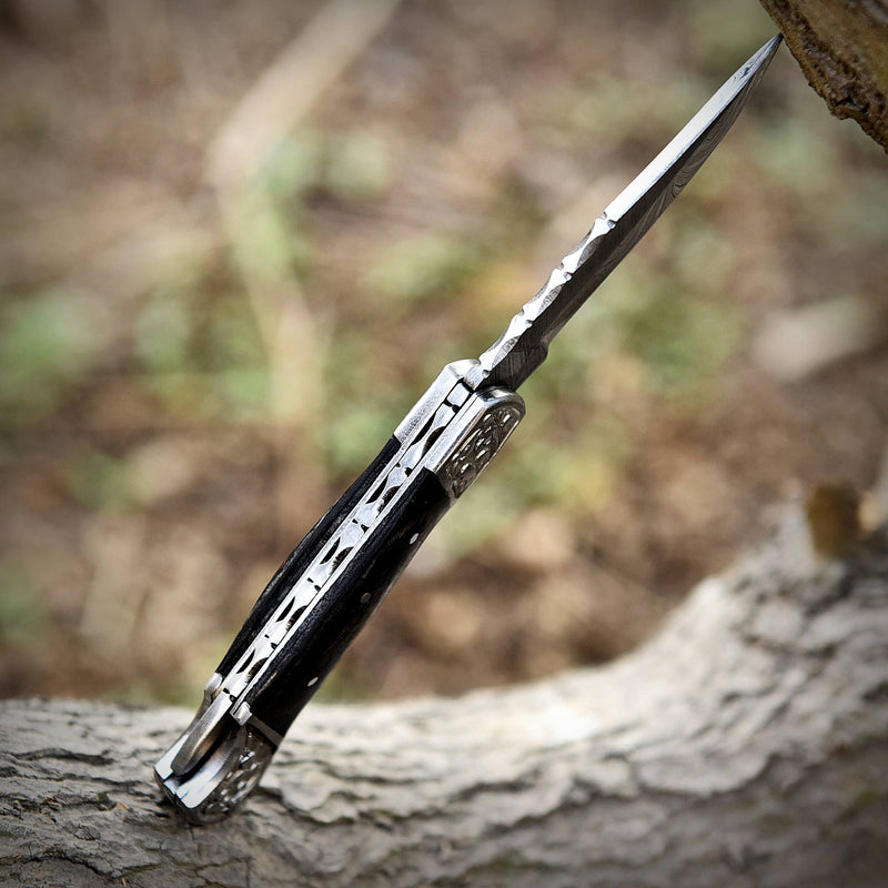 Handmade Damascus Pocket knife with sheath for Men