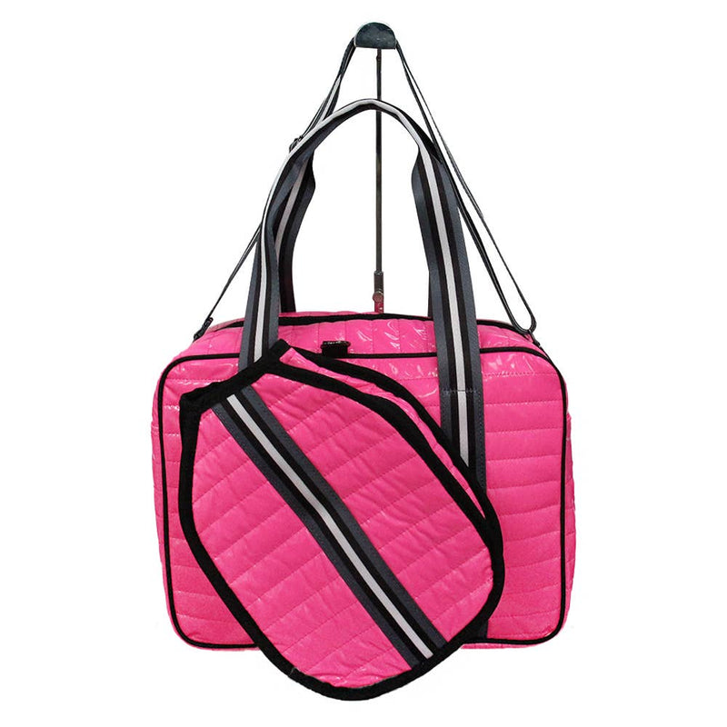 Pink Stripe Laser Pickleball Pickle Ball Sport Large Bag