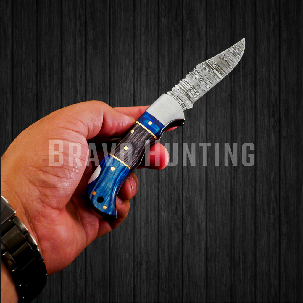 6.5" Folding Pocket Knife Damascus Steel Christmas Gift