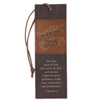 Bookmark Faux Leather Brown Man of God 1 Tim. 6:11